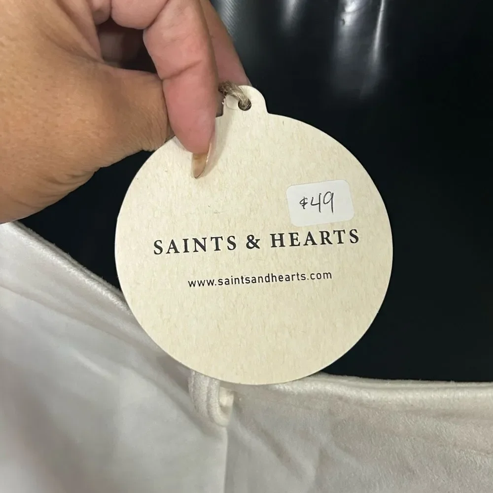 NWT Saints and Hearts White Suede like Shorts with Stars Size LG